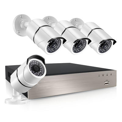 Ansjer 1080P HD H.265 POE NVR Security Camera System, 4 Channel Video Recorder with 4 HD 2.0MP Outdoor/Indoor Bullet Cameras IP66, 100FT Night Vision, Motion Detection Email Alert, Internet & Smartphone Viewing
